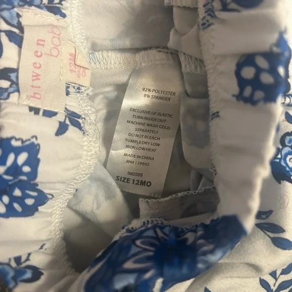 Baby Toddler White 3-Piece Floral Set with Blue Print - Picture 4 of 4